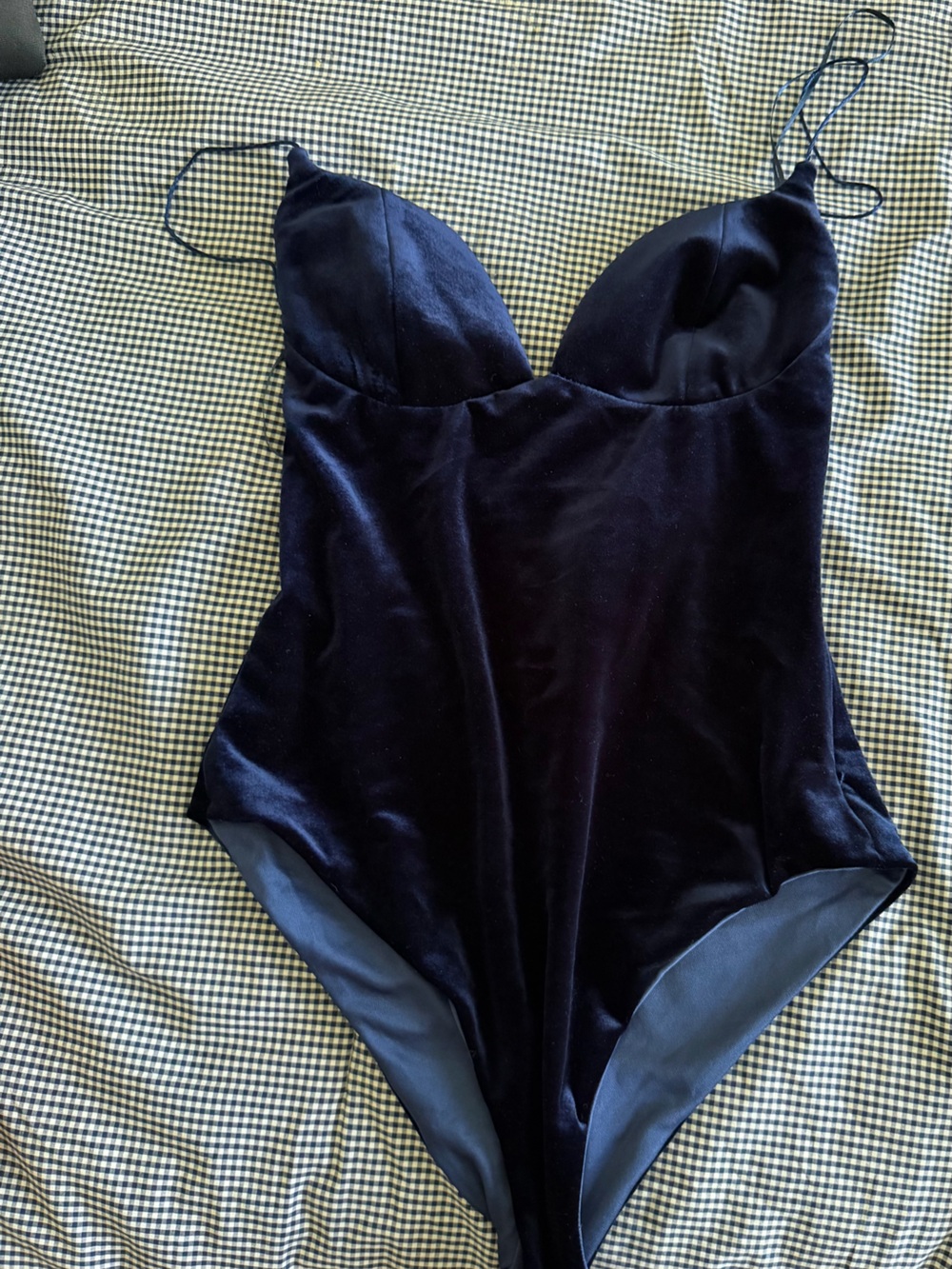 Zara Velvet Navy Blue Bodysuit